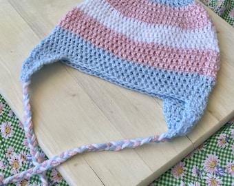 trans pride crochet beanie