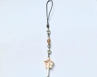 breloque pour téléphone en perles roses et breloque bonbon