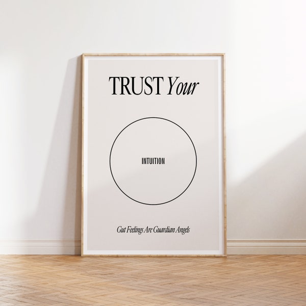 Trust Your Intuition Digital Art Print, Positive Quote Self Care, Affirmations, Mindset, Law of Attraction, Spiritual Wisdom Printable Art