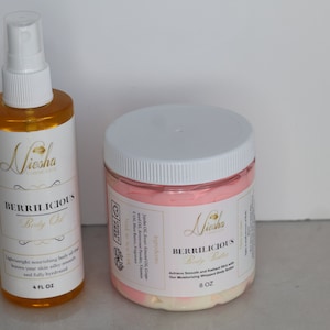 Set regalo di burro corpo profumato alla fragola / cura della pelle alla frutta / burro corpo montato / olio corpo