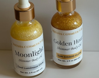 Bodyolie Moonlight & Golden Hour Shimmer | Lichtgewicht hydraterende glow-olie | Stralende huidafwerking