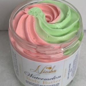 Watermelon Scented Body Butter - Luxurious Two Color Swirl Moisturizer