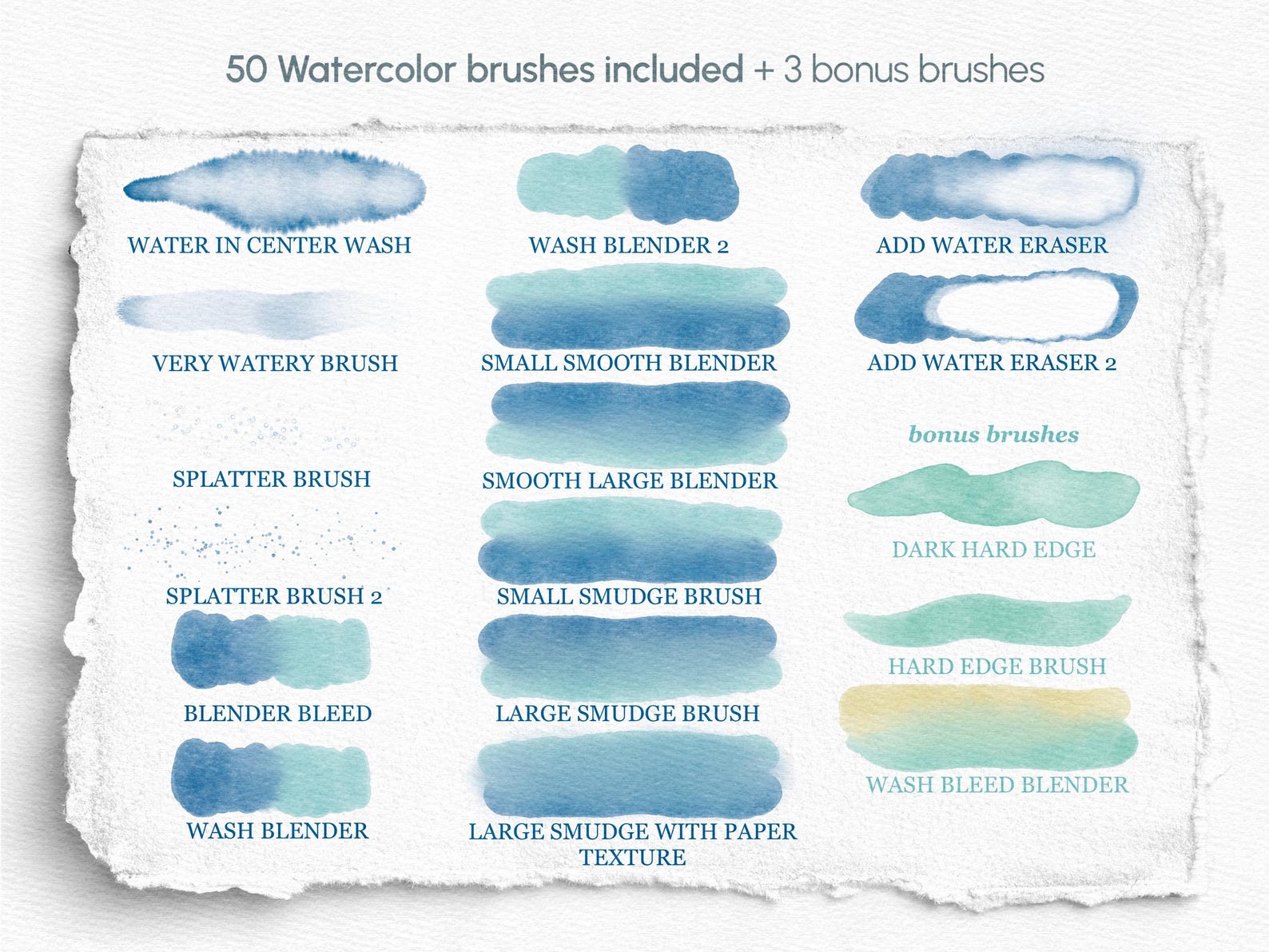 Realistic Watercolor Brushes for Procreate: 50 Brush Set + Texture ...