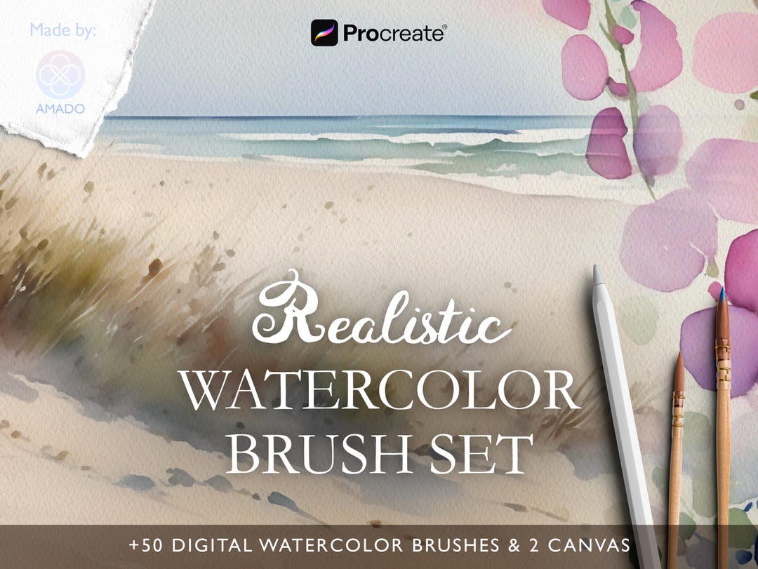 Realistic Watercolor Brushes for Procreate, Digital Brush Set, Wet ...