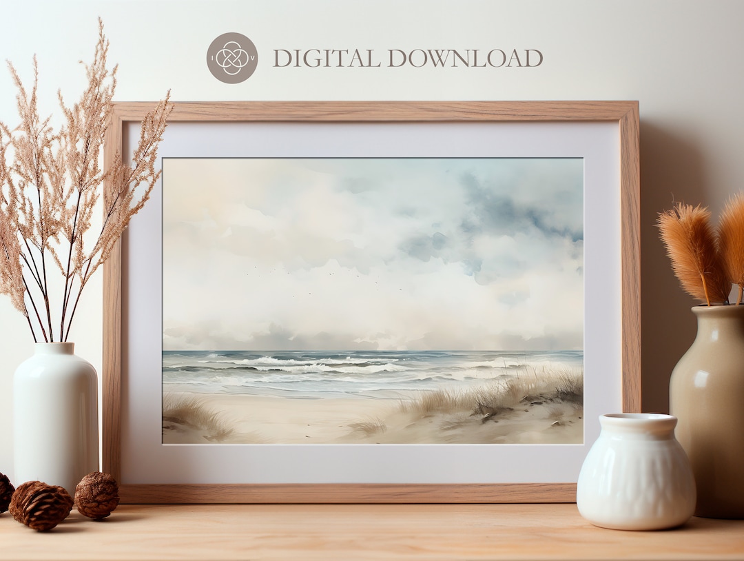 Seascape Art Print Printable Coastal Wall Art Landscape Painting ...