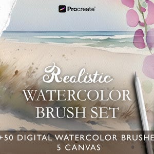 Realistische aquarelborstelset voor procreate, digitale aquareltextuurborstel, natte aquarelpenselen, aquareltextuurpapier