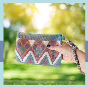Crochet Clutch with Wrist Strap, Handmade Cotton Bag Organizer