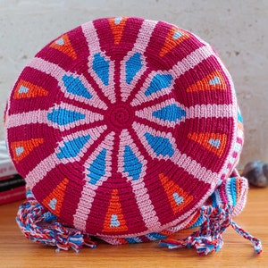 Wayuu Mochila Crochet Convertible Backpack with Adjustable Straps and Drawstring Closure image 4