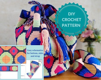 Summer Tote Crochet Pattern - Art Deco Circles Wayuu Bag - Detailed Instructions & Diagrams - Intermediate to Advanced Skill