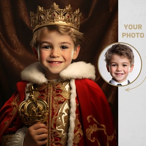 Custom king Portrait from Photo | Little boy | Personalized Portrait | Custom king | Historical Portrait | Best Birthday Gift | Children