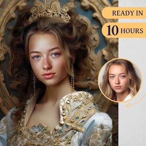 Custom woman Portrait from Photo | Renaissance | Instant download | Personalized Portrait | Queen | Historical Portrait | Birthday Gift