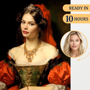 Custom Royal woman Portrait from Photo | Renaissance Portrait | Personalized Portrait | Custom Queen | Historical Portrait | Birthday Gift