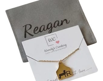 Collana personalizzata con targhetta auricolare in oro per bestiame: ciondolo personalizzato con animale, ricordo per allevatori.