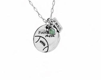 Personalized Football Mom Necklace, Custom Sports Charm Pendant, Athletic Woman Jewelry