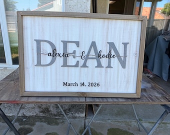 Personalized Wedding Name Sign: Custom Couple Established Date Keepsake