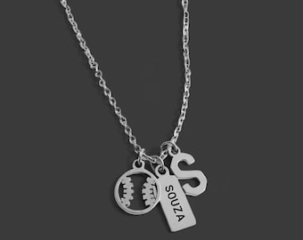 Personalized Baseball Softball Mom Necklace, Custom Name Charm, Stainless Steel Jewelry