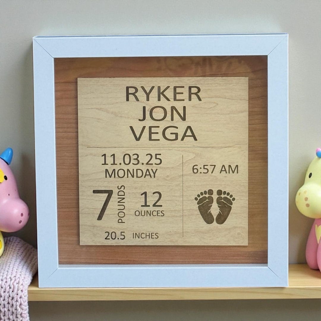 Personalized Engraved Wooden Baby Birth Stats Announcement Sign ...