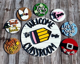 Interchangeable Personalized Classroom Sign | Teacher Gift | Back to School | Welcome to Our Classroom | Classroom Decoration