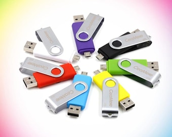 USB Flash Drive Memory Stick 32GB and 64GB. USB Type A and USB Micro B.