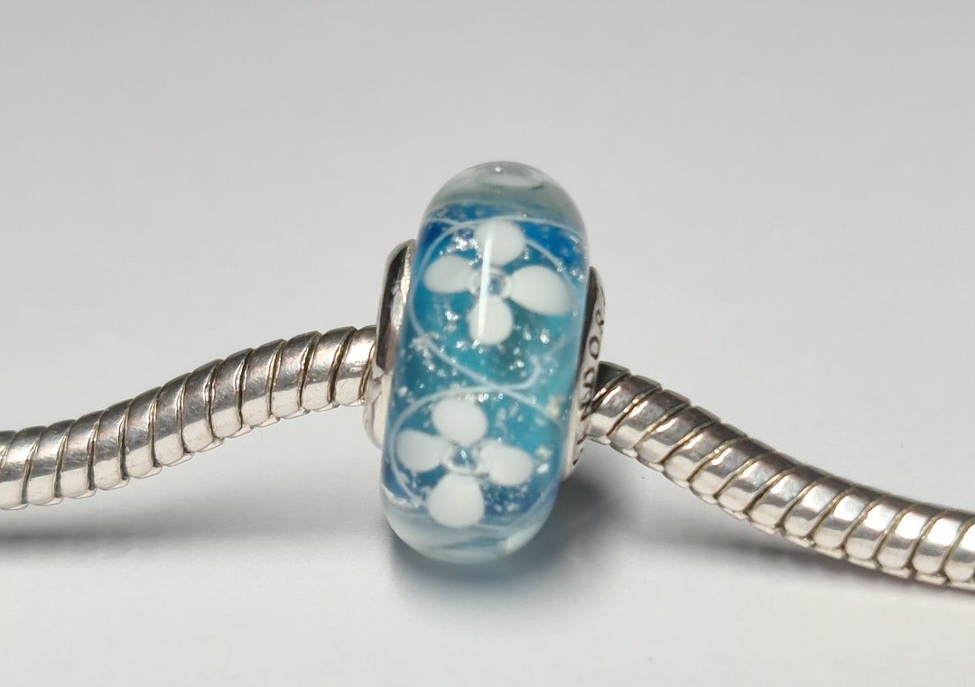 Pandora Blue Bloom Murano Glass Charm 791666 - Etsy