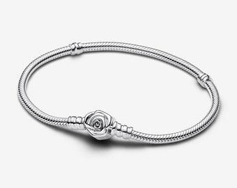 Pandora Moments Rose in Bloom Clasp Snake Chain Bracelet 20cm 593211C00