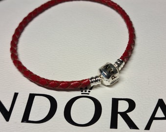 パンドラ チャーム用 パンドラ レッド編み込みレザー
