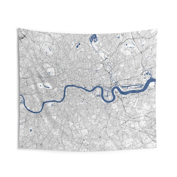 London Tapestry Street Map Indoor Wall Tapestries Small to Large Sizes London England Street Map Wall Art