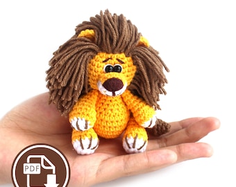 Crochet miniature Lion pattern - Amigurumi Lion pattern - Easy crochet pattern - Crochet Lion King - Crochet animals pattern - Cute Lion PDF