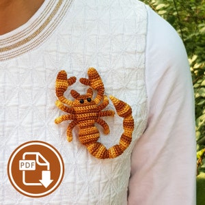 Crochet miniature Scorpio pattern. Amigurumi Scorpio pattern. Crochet scorpio brooch. Crochet Scorpio zodiac. Crochet unique Scorpio. PDF