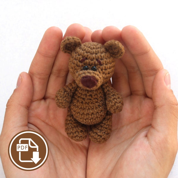 Modèle ours miniature au crochet - Modèle amigurumi ours en peluche - Modèle DIY petit ours - Modèle au crochet facile - Joli ours en téléchargement PDF