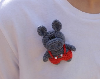 Harry Hippo - Crochet Hippo pattern - Amigurumi Hippo pattern - Easy crochet pattern - Crochet miniature pattern - Crochet Hippo brooch