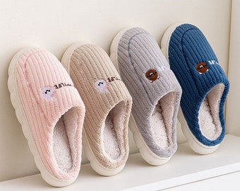 Warm Slippers for Home Use, Winter Non-Slip Thick-Soled Shoes for Men and Women, Warm Cotton Slippers for Home Use, Gifts for Him and Her