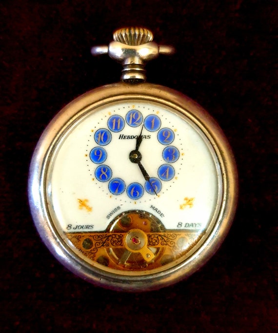 Antique Hebdomas 8 Days Mechanical Pocket Watch