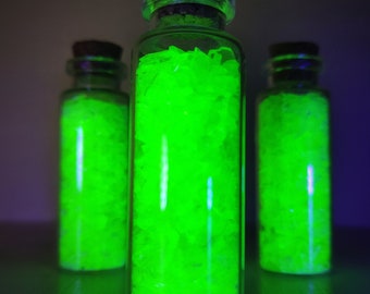 Rare collection of three vials of crushed Uranium glass