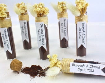 Cadeau de mariage personnalisé café turc dans un tube en verre, cadeau de fiançailles floral avec bouchon en liège, cadeau de henné, cadeau de mariage en vrac pour les invités