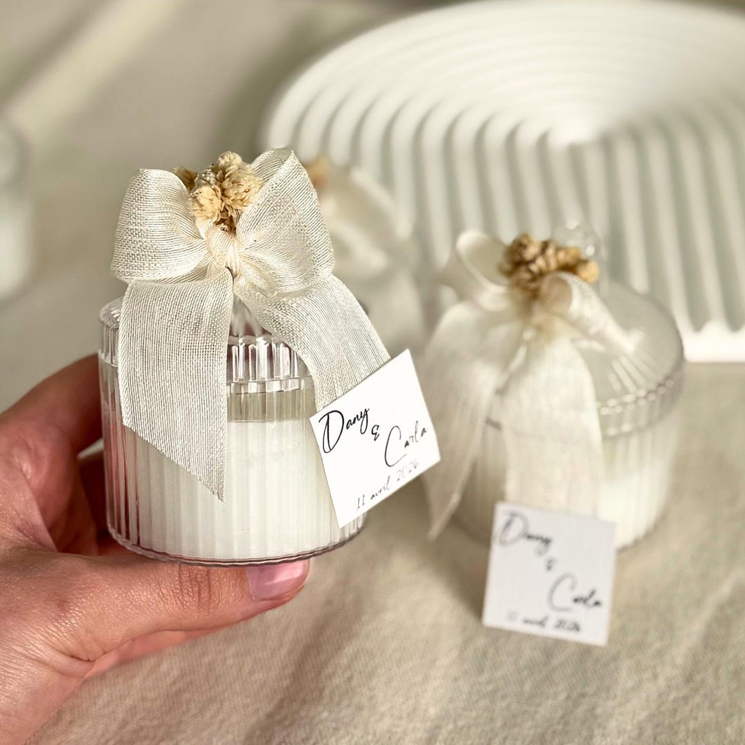 Personalized Wedding Favor Scented Candles – Soy Wax in Elegant Glass ...