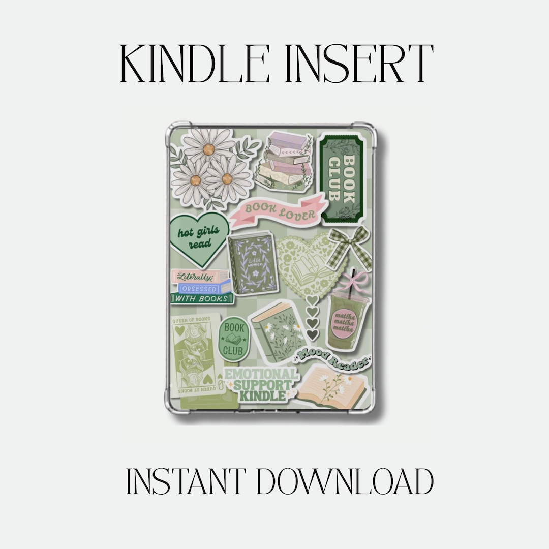 Green Chapter Bookish Kindle Insert | Instant Digital Download | Cute ...