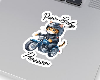 Pegatina de gato en motocicleta, pegatina, motocicleta, pegatina de gato, pegatina de mujer gata, pegatina divertida, pegatina de mascota, amante de los gatos, pegatina divertida