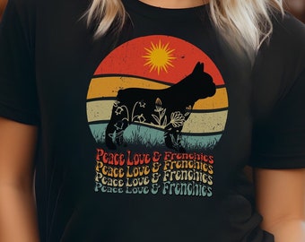 Camiseta para amantes de los perros, camiseta de bulldog francés, camiseta para amantes de los perros, regalo para amantes de los perros, bulldog francés, regalo para perros, camiseta para cachorros, camiseta para niñas, camiseta para perros para mujeres