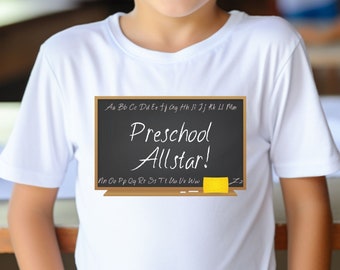 Camiseta preescolar, camiseta de regreso a la escuela, camiseta para niños, camiseta para niños pequeños, regreso a la escuela, camiseta para niños, camiseta de pizarra, primer día de clases