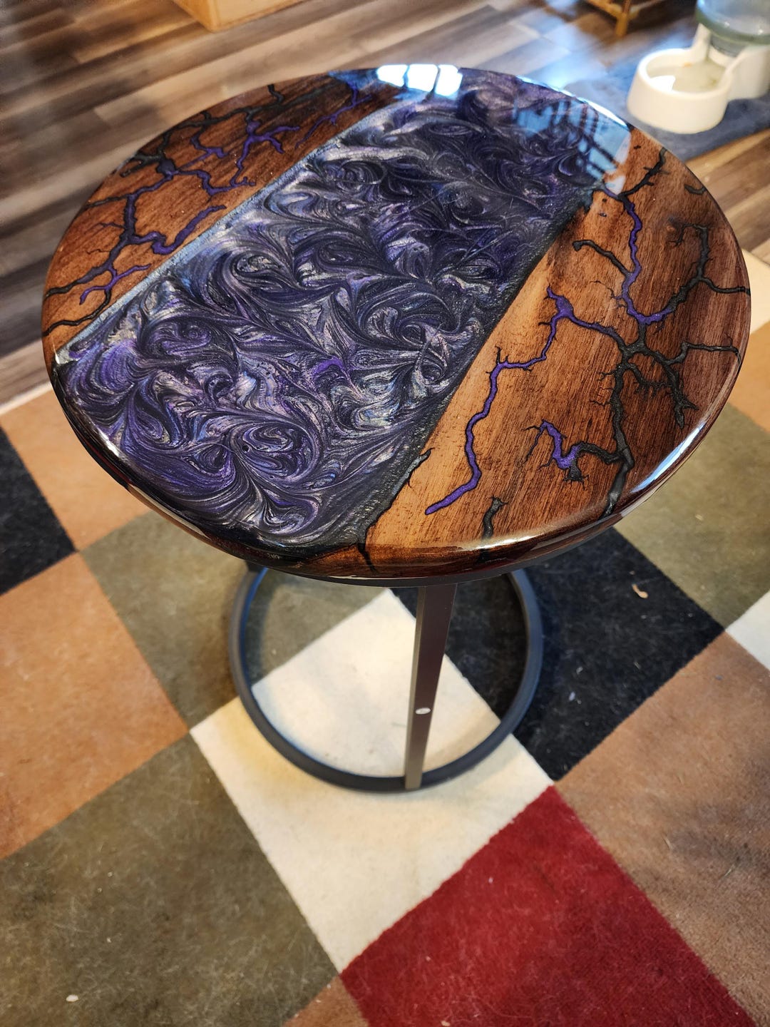 Purple Graphite Design Walnut/purple Heart & Graphite Black Resin Table - Etsy