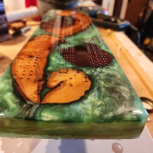 Customizable Black Walnut Epoxy Cribbage Boards