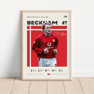 David Beckham Poster, Manchester United, Football Print, Football Poster, Soccer Poster, Sports Poster, Gift For Him