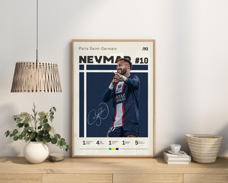 Neymar Poster, Paris Saint Germain Print, Neymar Fan Gift, Soccer Gifts