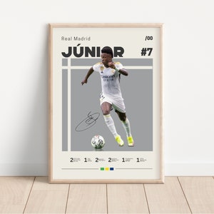 Vinicius Junior Poster, Real Madrid, Voetbalprint, Voetbalposter, Voetbalposter, Sportposter, Cadeau voor hem