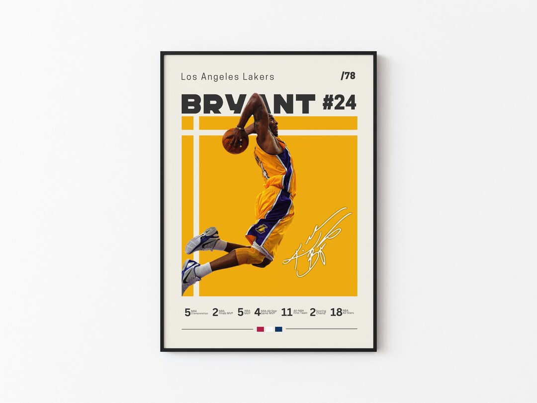 Kobe Bryant Poster LA Lakers NBA Fans NBA Poster Etsy New Zealand
