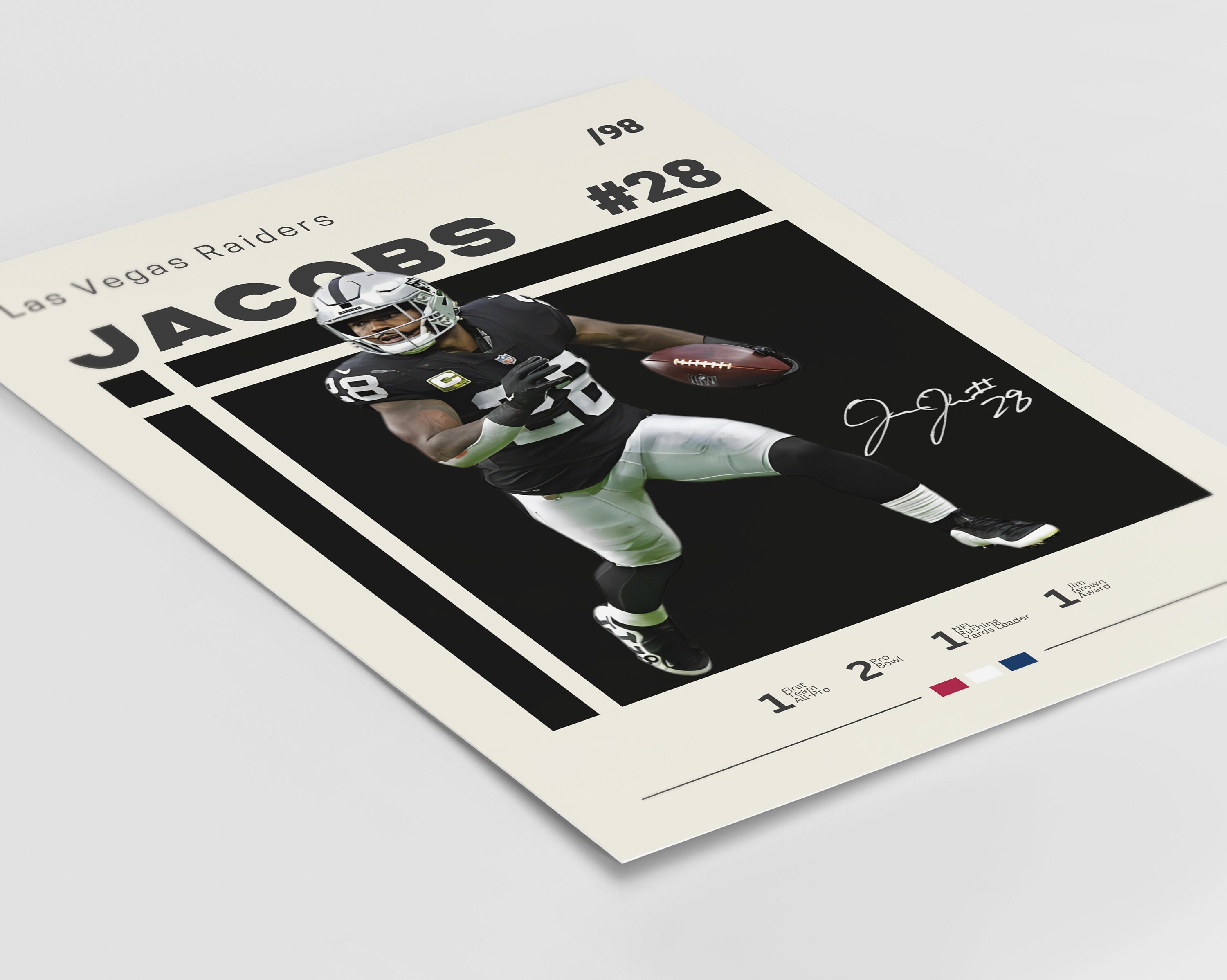 Josh Jacobs Poster, Las Vegas Raiders, NFL Fans, NFL Poster, Football Poster, Sports Poster