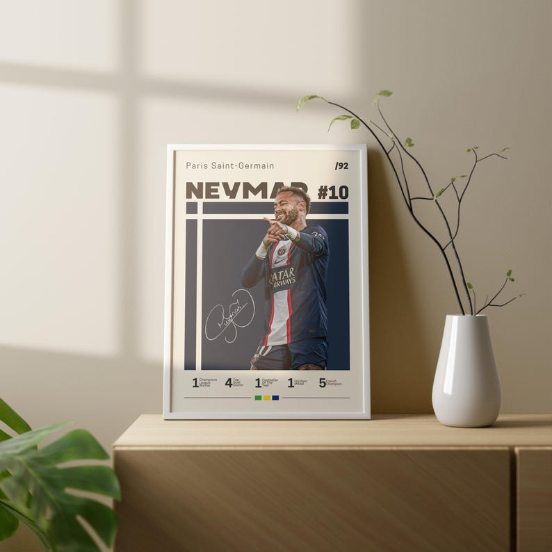 Neymar Poster, Paris Saint Germain Print, Neymar Fan Gift, Soccer Gifts