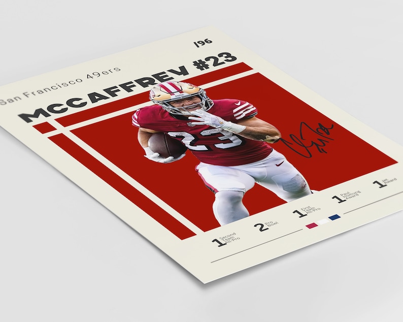 Christian Mccaffrey Poster, San Francisco 49ers, NFL Fan Gifts, NFL Poster, Football Poster