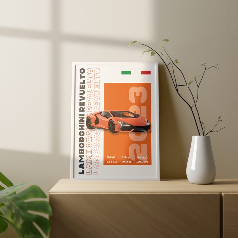 Revuelto Poster Supercar Poster Wall Art Car Etsy.de